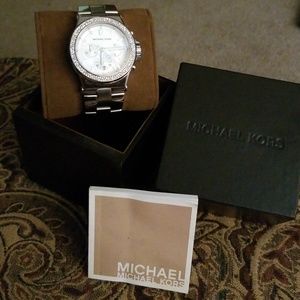 Michael Kors Bradshaw Pave' Silver -Tone Watch